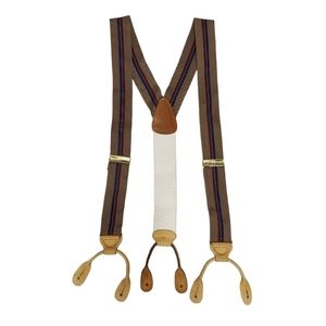 Vtg Tommy Hilfiger Beige Maroon White Blue Stripe Logo Braces Unisex Leather